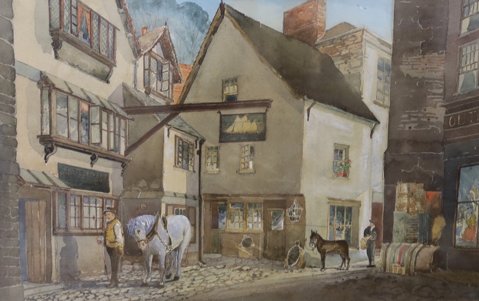 Pilfold Fletcher Watson (1842-1907), two watercolours, 'Fowey Church' and 'The Cutter Tavern', signed, 26 x 45cm and 24 x 40cm